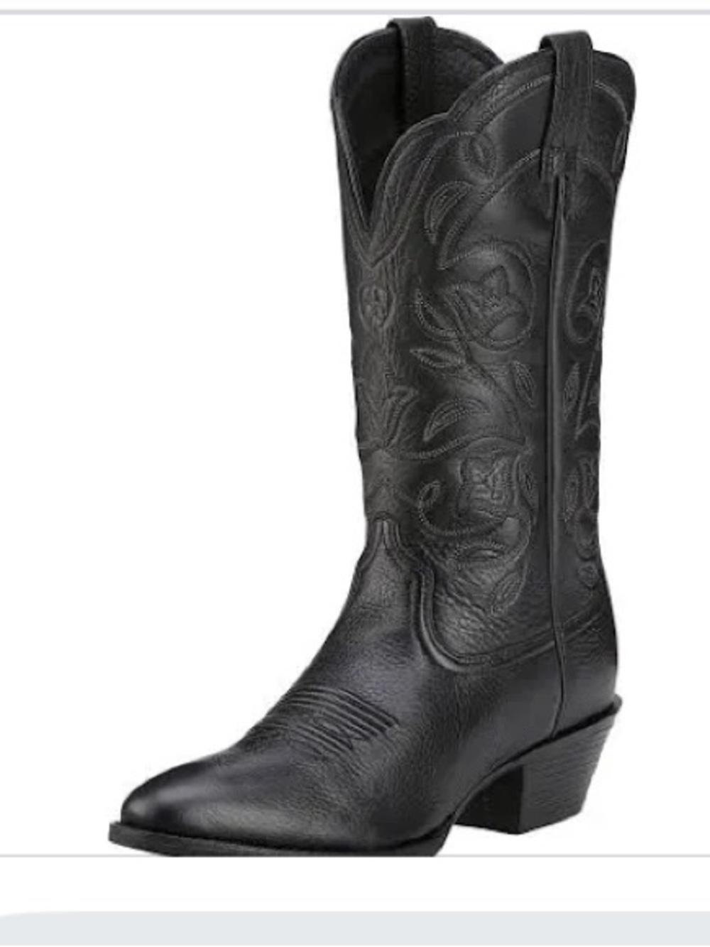 Ariat Black Leather Women's Western Boots with Floral Embroidery